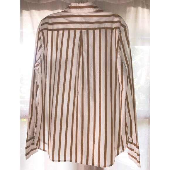 NWT Mikoh Rotuma Button Down Long Sleeve Shirt Size XS / S, Cream & Camel Stripe - Picture 4 of 13